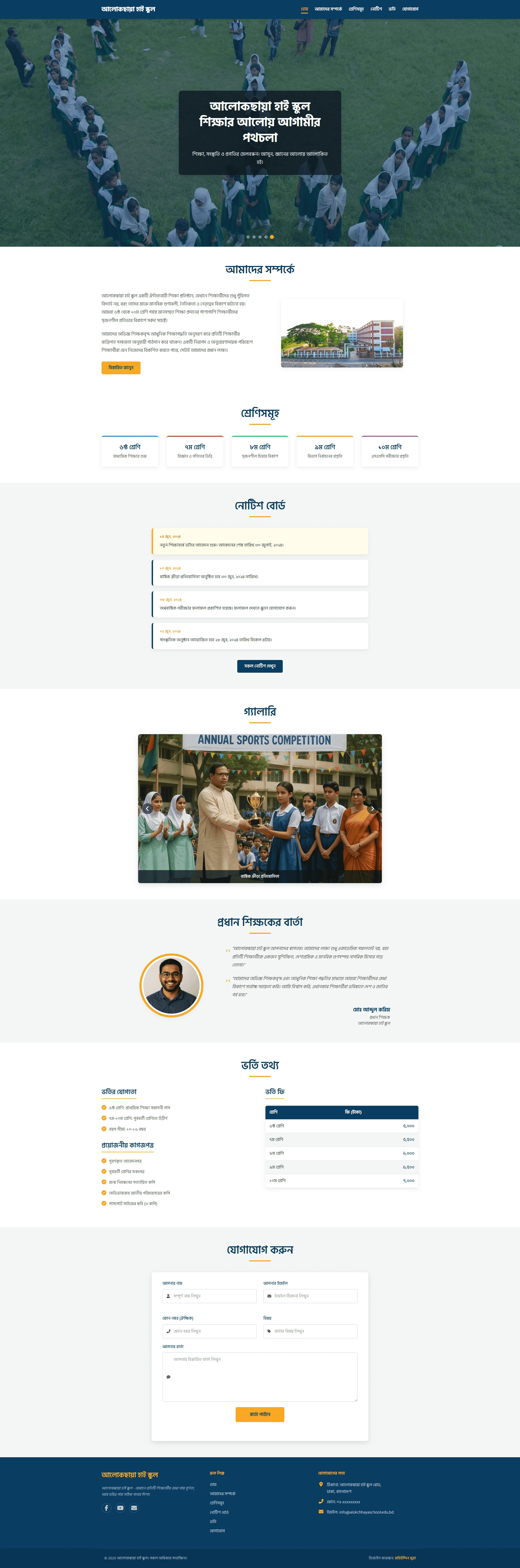Full page view of the Alokchhaya High School website